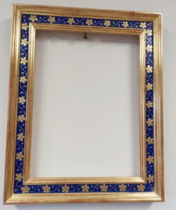 Blue sgraffitto Florentine style frame, 12” X 16”